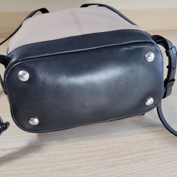 Rag & Bone Pilot Two Tone Backpack Leather Fawn Black Colorblock Purse Suede - Picture 6 of 16